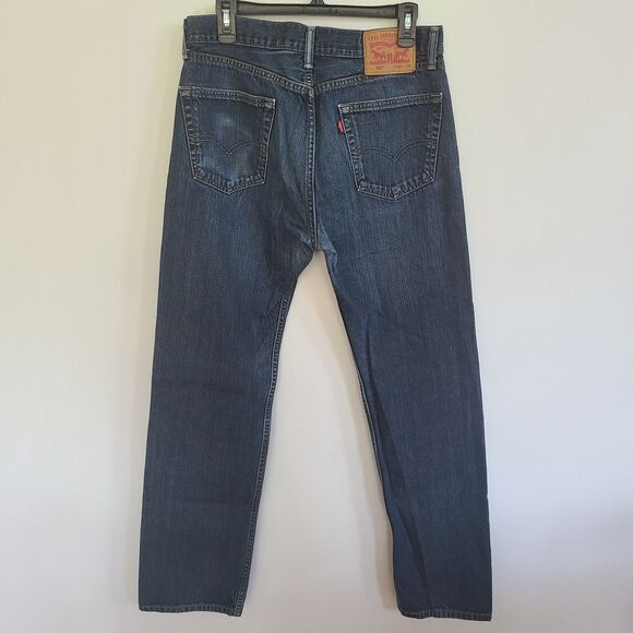 Men's Levi's 505 Regular Fit Straight Leg Jeans - 33 x 34 - Classic Blue Denim - Picture 2 of 10